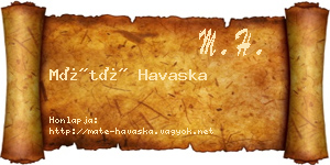 Máté Havaska névjegykártya